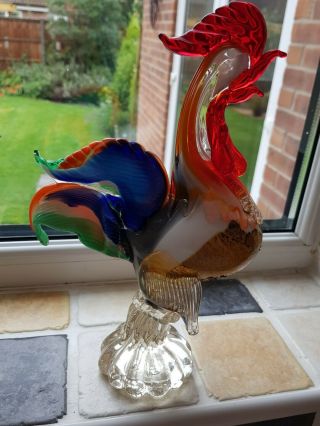 Vintage Murano Art Glass ROOSTER COCKEREL 12 inches tall 2