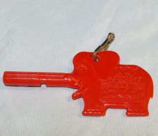 Vintage Philadelphia Zoo Key - Red Plastic Turnkey Elephant