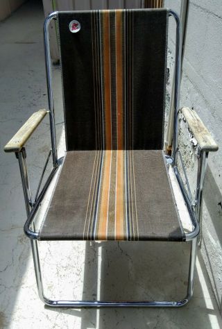 1 Vintage Brown Airstream Zip Dee Lawn Folding Chair Rv Camping Hunting