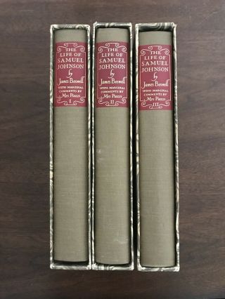 The Life Of Samuel Johnson James Boswell Heritage Press Hc 1963 3 Volumes Vg,