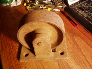 Large 5 " X 1 5/8 " Vintage Heavy Duty Cast Iron,  Industrial Caster - Steampunk