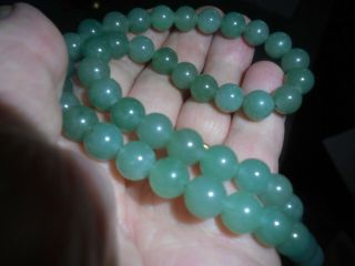Vintage Chinese Natural Undyed Green Jade Bead Necklace