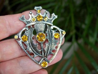 Large Vintage Signed Cp Jewellery Celtic Luckenbooth Thistle & Crown Brooch Pin
