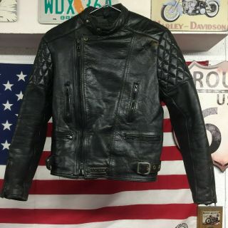 Mens Vintage Sportex Black Leather Motorcycle Jacket Size 38 Eu 48 Harley Biker