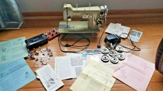 Vintage Necchi Bu Mira Sewing Machine And Accessories