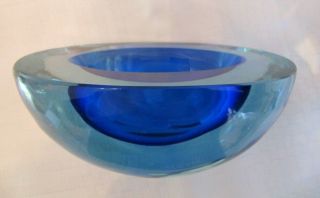 Vintage Blue Murano Glass Geode Dish