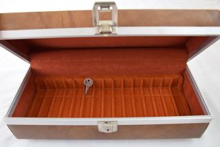 Vintage Cassette Carry Case Holds 15 Tapes Faux Brown Leather / Velour Media Box 2