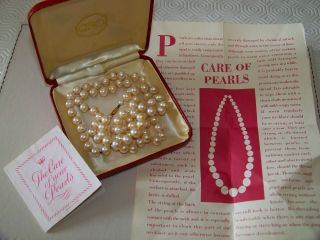 Boxed Vintage Ciro Jewelery 9ct Gold Clasp Elegant Long Pearl Cocktail Necklace