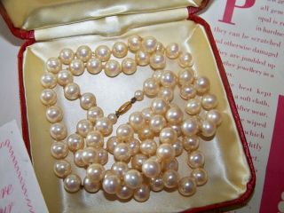 BOXED VINTAGE CIRO JEWELERY 9CT GOLD CLASP ELEGANT LONG PEARL COCKTAIL NECKLACE 2
