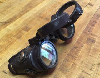 Vintage Bakelite Willson Safety Goggles Flip Lens Steampunk Motorcycle