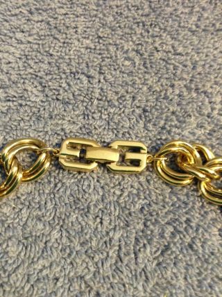 Vintage GIVENCHY Fat CHAIN LINK NECKLACE Choker DOUBLE HEAVY GG Clasp Logo 2