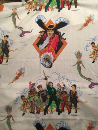 Vintage Tri - Star 1991 Peter Pan Captain Hook Twin Fitted Sheet Fabric Lost Boys
