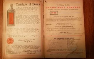 1940 Vintage Swamp Root Book Almanac Dr.  Kilmer & Co.  N.  Y.  MULBERRY KS DRUGSTORE 3