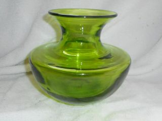 Vintage Blenko Glass Emerald Green Colored Unusual Made Vase