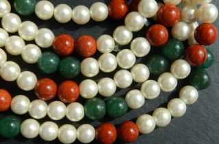 Huge Vintage Jade,  Jasper and Pearl Necklace 4
