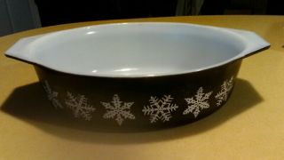 Vintage Pyrex Snowflake Black/white 2.  5qt Oval Casserole 045 - No Lid