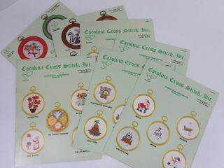 Vtg Carolina Cross Stitch Leaflets Christmas Ornaments Vol 1 - 7 Set 9645
