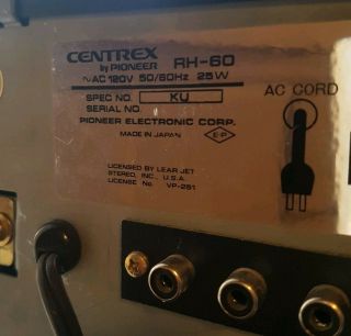 Vintage CENTREX by PIONEER Model RH - 60 8 Track Tape Recording Deck. 4