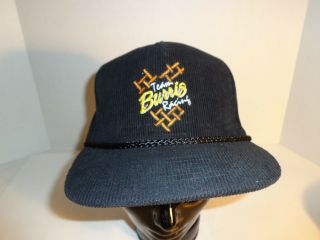 Vintage Corduroy Team Burris Racing Trucker Racing Hat Cap Black With Logo Race