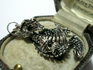 Vintage Style Large Sterling Silver DRAGON Articulated Moving Necklace PENDANT 3
