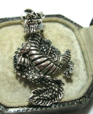 Vintage Style Large Sterling Silver DRAGON Articulated Moving Necklace PENDANT 4