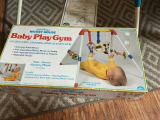 Vintage Walt Disney Baby Play Gym Mickey Mouse Box Instructions Donald Duck