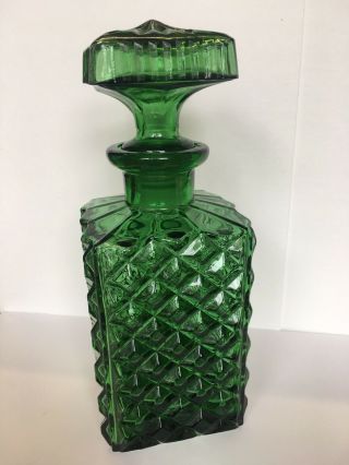 Vintage retro kitsch 1960s Italian Empoli green glass bottle decanter 2