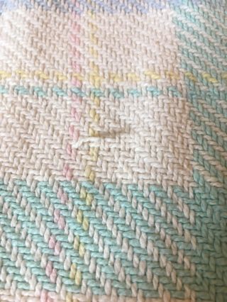 Vintage Pastel Plaid Baby Blanket Cotton Weave Woven WPL 1675 USA 6