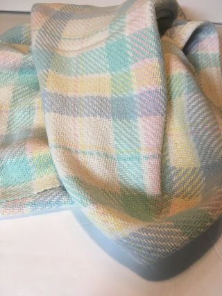 Vintage Pastel Plaid Baby Blanket Cotton Weave Woven WPL 1675 USA 7