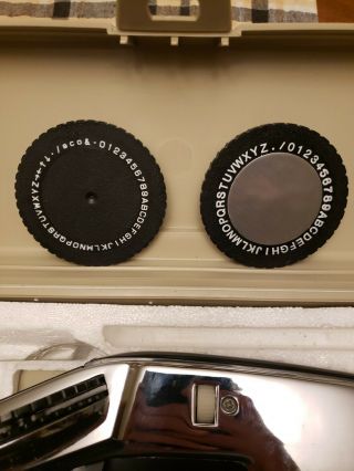 Vintage DYMO 1570 Chrome Tapewriter Label Maker 2 Writing Wheels w/Case 3