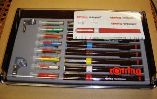 Vintage Rotring Rapidograph Art.  155903 Set of 8 Technical Drawing Pens W.  Germany 3