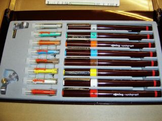 Vintage Rotring Rapidograph Art.  155903 Set of 8 Technical Drawing Pens W.  Germany 5
