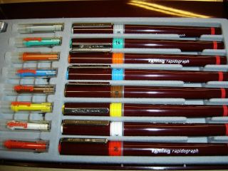 Vintage Rotring Rapidograph Art.  155903 Set of 8 Technical Drawing Pens W.  Germany 6