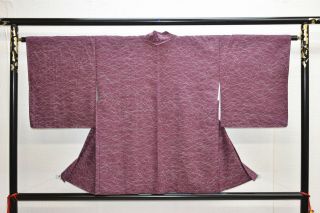 Vintage Silk Kimono Jacket:classic Dark Purple Autumn Grass@yk13