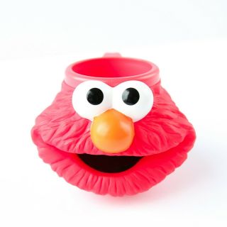 Vtg Applause Sesame Street Elmo Cup Mug 3d Face Head Figural Character Red 90s