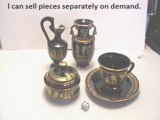 24k Gold Plated Vintage Luxury Pottery Handmade In Greece Vase Sugar Dispenser