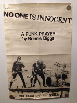 No One Is Innocent Biggs Sex Pistols Poster 18.  5x27.  5 Punk Flyer Rock Kbd Vtg