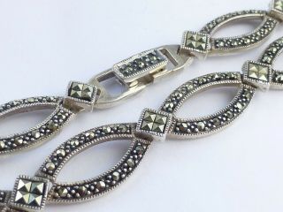 Vintage 925 Solid Sterling Silver Marcasite Set Necklace 16 " 27g