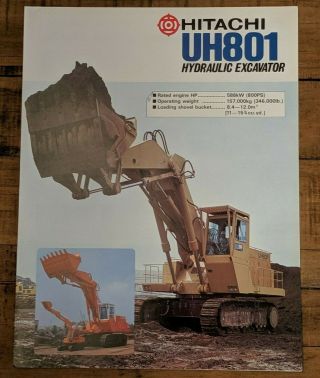 Vintage Hitachi Construction Machinery Uh801 Hydraulic Excavator Japan Brochure