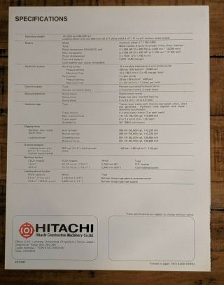 Vintage Hitachi Construction Machinery UH801 Hydraulic Excavator Japan Brochure 2