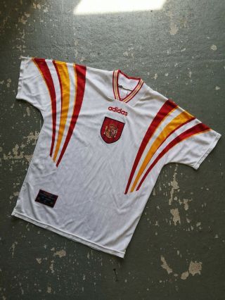 Vintage Retro Adidas Spain 96 - 98 Home Third Football Shirt Medium