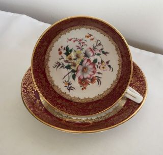 Vintage Royal Stafford Porcelain Flowers And Gold Gilded Cup And Saucer