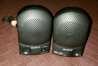 Vintage Sony Srs - A10 Active Stereo Mini Speaker Pair Set System Vtg