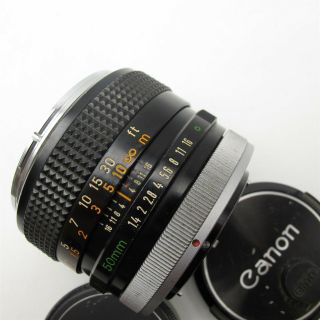 Vtg CANON 50mm F/1.  4 FD mount Camera lens Japan made 5