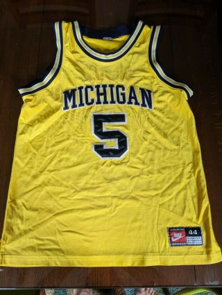 Vtg 90s Nike Michigan Wolverines Jalen Rose Basketball 5 Jersey Sz 44