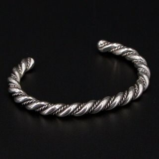 Vtg Sterling Silver - Navajo Braided Rope Twisted 6.  25 " Cuff Bracelet - 30.  5g