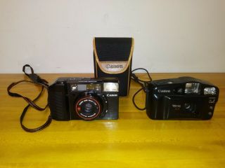 2 Vintage Canon Sure Shot 35mm Camera 38mm 1:2.  8 Auto Focus Lens Japan,  Canon Owl