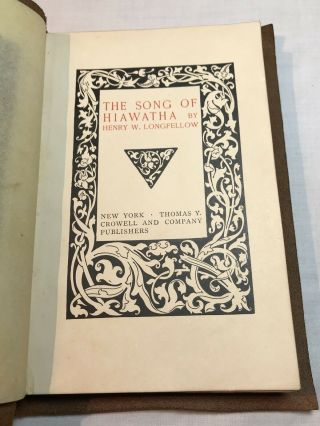 RARE The Song Of Hiawatha by Henry Wadsworth Longfellow 1898 1899 Leather Covers 6