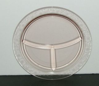 Vintage Pink Depression Glass Divided Plate Dogwood Pattern 2