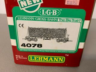 Vintage LGB G scale 4078 SP pulpwood flatcar w/box C7 6